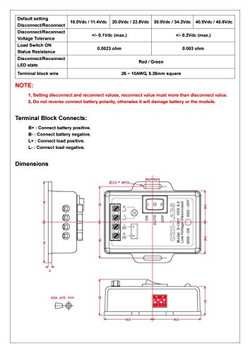 CZH-LABS LVD Low Voltage Disconnect Module. 12V / 30Amp Black ABS Panel Mount Terminal Block