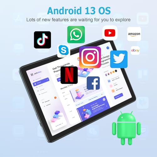 WDYQJE 10.1 Inch Android Tablet, Android 13 Tablets with 128GB+8(4+4 Expand) GB, 2.4+5G WiFi Tablet PC with FHD IPS Touch Screen, Dual 13MP+5MP Camera, Dual Stereo Speakers, Bluetooth5.0, GPS