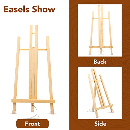 3 Pack 16 Inch Wood Easels, Easel Stand for Painting Canvases, Art, and Crafts, Tripod, Painting Party Easel, Kids Student Tabletop Easels for Painting, Portable Canvas Photo Picture Sign Holder