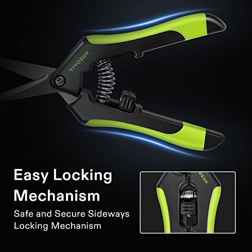 VIVOSUN 2-Pack Gardening Scissors 6.5 Inch Hand Pruner Pruning Shear with Straight Stailess Steel Blades, Black and Green