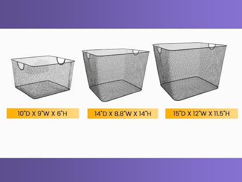 YBM Home Kitchen Pantry Organizer Wire Basket for Shelves, Cabinets, Pantry, Countertop, Mesh Open Storage Bin Metal Basket for Organizing Food Supplies 10” x 9” x 6” Pack of 1, Silver