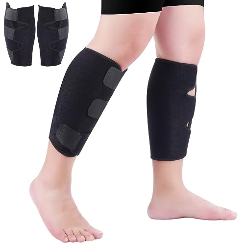 CINLITEK Calf Brace 2 pack,Adjustable Shin Splint Compression Calf Wrap, Increases Circulation,Reduces Muscle Swelling for Calf Pain Relief, Torn Calf Muscle,Sprain,Recovery,Calf Sleeve for Men and Women(Black)