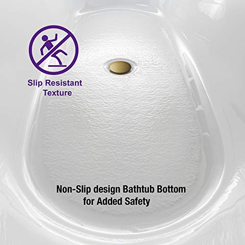 WOODBRIDGE 48" Acrylic Freestanding Bathtub Contemporary Soaking Tub, White Acrylic(Brushed Golden Drain/Overflow),BTA1703-BG-Drain&O