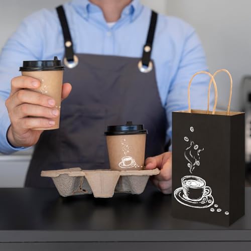 XPCARE 100Pcs Paper Gift Bags 5.25x3.25x8.25'', Small Paper Bags with Handles Bulk, Kraft Paper Bags for Birthday Party Favors, Shopping, Retail(Black)