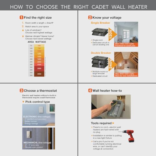 Cadet Com-Pak Electric Wall Heater Complete Unit with Thermostat (Model: CSC101TW, Part: 67508), 3412 BTU, 120 Volt, 1000 Watt, White
