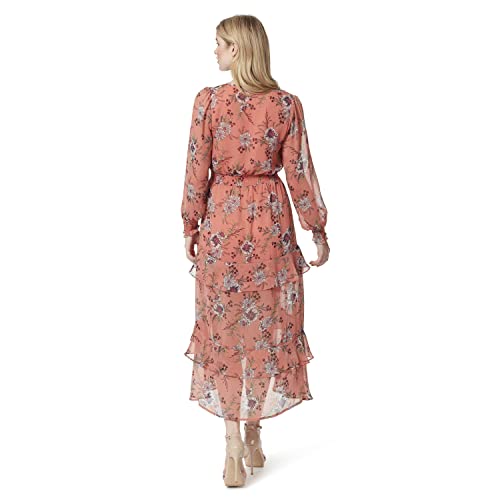 Jessica Simpson Women's Harmony Tiered Hi-Lo Maxi Dress, Floral Burst-Desert Sand, X-Small