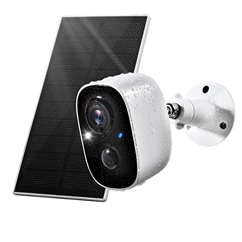 Solar Security Cameras Wireless Outdoor, Outdoor Camera Wireless 2-Way Talk Battery Powered Wi-Fi Cameras for Outside/Indoor 1080P Night Vision AI Motion Detection Spotlight Siren Alarm Waterproof