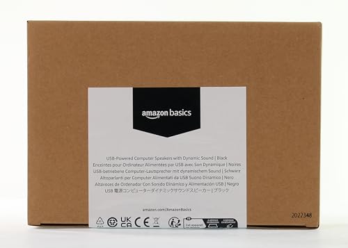 Amazon Basics Stereo 2.0 Speakers for PC or Laptop, 3.5mm Aux input, USB-Powered, 1 Pair, Black