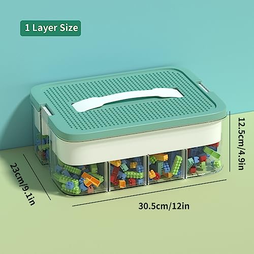 POSHIGE Stackable Toys Organizer Storage Case, Stackable Storage Container with 16 Big Compartments, Storage Box Compatible with Lego Storage Organizer, Calico Critter, Hot Wheels, Mini Action Figures