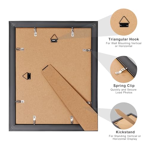 upsimples 11x14 Diploma Frame with High Definition Glass, Display 8.5x11 Certificate with Black over Gold Mat, Degree Document Frame for Wall and Tabletop, Black with Gold Beads, 1 Pack