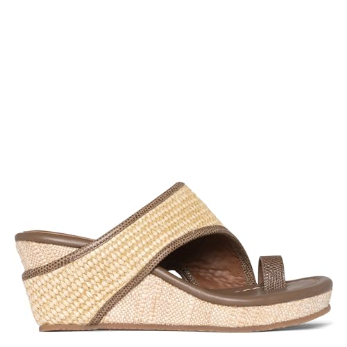Donald Pliner GYER Metallic Print Heel Wedge Platform, Comfortable Women, Leather, Slide Sandals, Tomato-Lizard Suede, 9.5