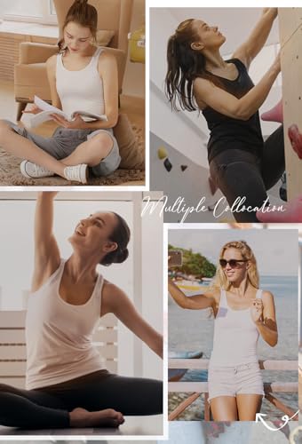 AMVELOP Basic Tank Top for Women Undershirts Sleeveless Layering Tank Top 2-4 Pack Black White Navy Apricot M