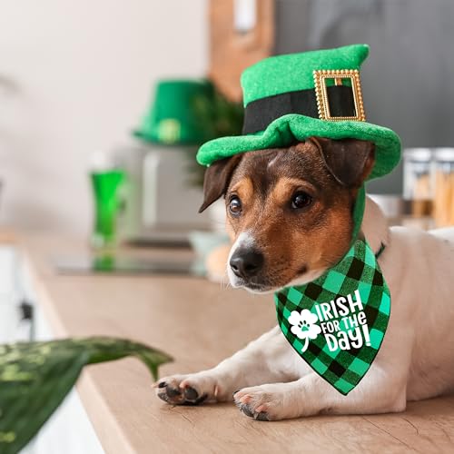St. Patrick's Day Dog Bandana, 2 Pack Holiday Cat Irish ShamrockLucky Bandana for Large Medium Small Puppies Pets