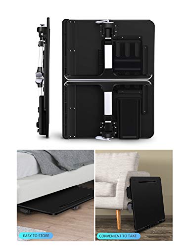 Laptop Bed Tray Desk, SAIJI X-Large Adjustable Laptop Table, Foldable Laptop Desk with Storage Drawer and Bookstand for Eating, Working, Writing, Gaming, Drawing (Black)