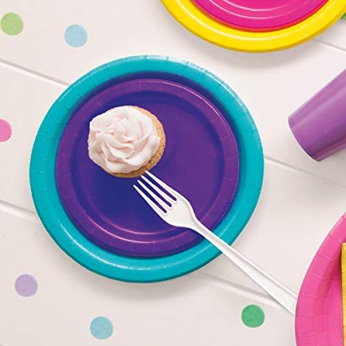 Deep Purple Solid Round Dessert Paper Plates - 7" (20 Ct) - Vibrant Party Plates for Appetizing Treats - Perfect for Birthdays & Events
