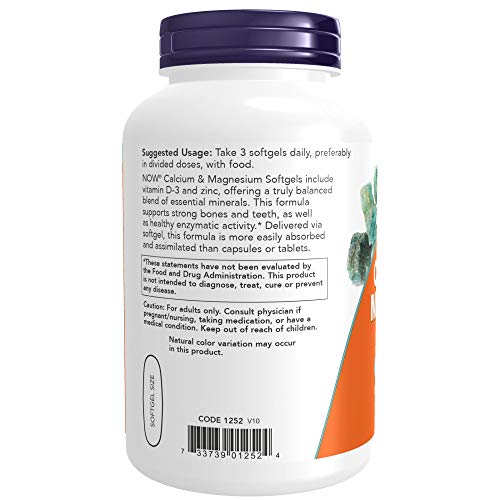 NOW Foods Calcium & Magnesium, 240 Softgel (2 Pack)