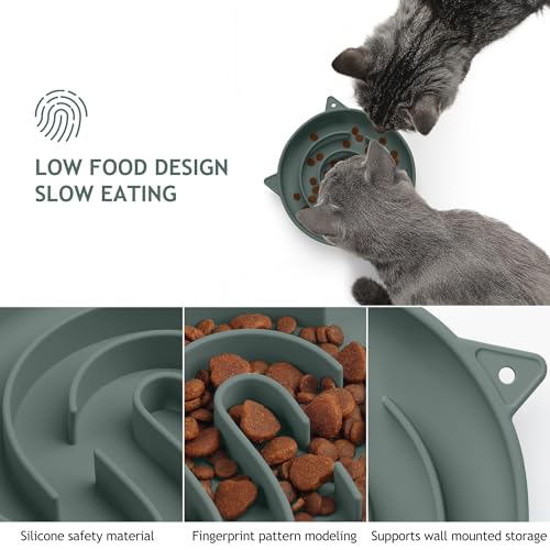 Coomazy 2-in-1 Silicone Slow Feeder Dog Cat Bowls, Lick Mat Interactive Puzzle Toy for Pets Dry/Wet Food Training, Keeps Dogs Cats Busy, Prevents Puppy Kitty Overeating (Avocado, 1.2 Cup)