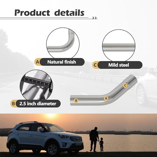Jaxilyn Exhaust Pipe Kit 2.5 Inches Mild Steel DIY Custom Exhaust Kit Tubing Mandrel Bend Pipe Straight & U-Bend 16 Gauge Universal 8PCS