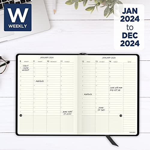 AT-A-GLANCE 2024 Weekly & Monthly Appointment Book Planner, Plan. Write. Remember. 7-1/2" x 10", Large, Casebound, Black (7069500524)