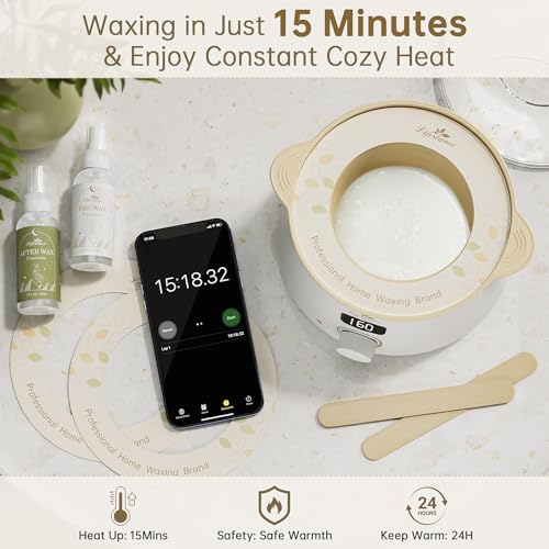 Lifestance Waxing Kit- L3 Digital Wax Warmer Hair Removal kit- 4 Packs of Wax Beads(14.1 oz total) Silicone Liner- 45 Items- Fast Heating Wax Pot for All Hair Types- Brazilian Bikini Facial Body