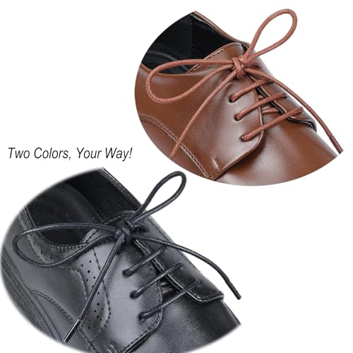 Handshop 3 Pairs Dress Shoe Laces for Men, Replacement Shoelaces for Dress Shoes, Waxed Round Shoe Strings for Women’s Oxford Shoes and Chukka(Dark Grey, 27.4")