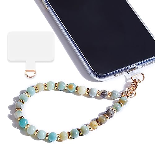 Lostars Marble Beaded iPhone Wrist Strap,Detachable Phone Bracelet Strap with Tether Tab,Hands-Free Phone Wristlet Strap (Sweet Cherries)
