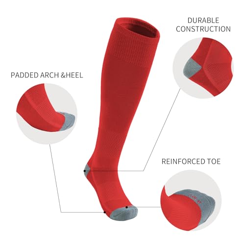 QBK Toddler Baseball Socks Youth Softball Tee Ball Kids Soccer Socks for Boy Girl 2 Pairs Maroon