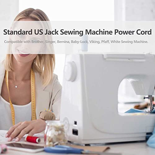 Sewing Machine Power Cord, 6FT AC Power Cable Compatible with Brother, Singer, Bernina, White, Baby-Lock, Viking and Pfaff Sewing Machine