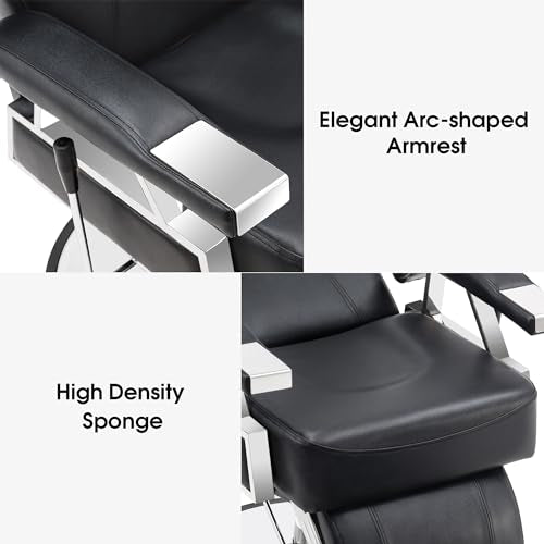 BarberPub Heavy Duty Recline Barber Chair All Purpose Hydraulic Salon Chair for Hair Stylist Spa Beauty Shampoo Equipment 8706 (Black)