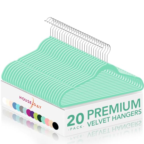 HOUSE DAY Premium Velvet Hangers, Non-Slip Thin Flocked Felt Hangers, Sturdy Clothes Hangers Heavy Duty Coat Hangers & Suit Hangers, Durable Suit Hangers for Closet Space Saving (100 Pack, White)