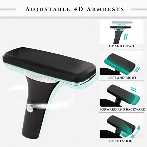 COLAMY Big and Tall Office Chair 500lbs, Heavy Duty Ergonomic Mesh Chair, Computer Executive Desk Chair with Wide Thick Seat, 4D Armrests, Adjustable Lumbar Support and Tilt-Black