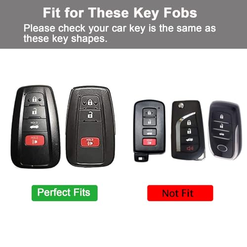 CIIZSSRIA for Toyota Key Fob Cover with Keychain,Car Key Shell 4 Buttons for Toyota Camry Highlander RAV4 Corolla Avalon C-HR Prius GT86 4Runner Prado,Soft TPU Key case Accessories(blackA)