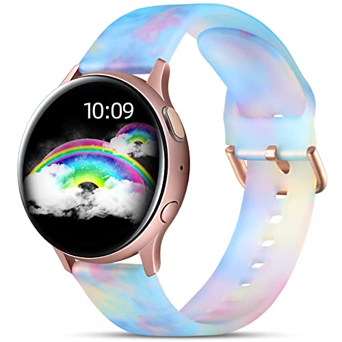 GEAK Compatible with Samsung Galaxy Watch Bands 7 6 5 4 FE/Galaxy Watch 7 6 5 4 Bands 40mm 44mm, 20mm Silicone Band for Galaxy Watch 5 pro/Watch 4 6 Classic 42mm 46mm 43mm 47mm Women Pink Flower