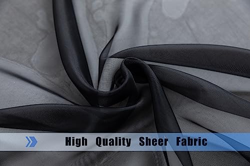 WPM Black Window Scarf Extra Long Sheer Window Scarf Valance. 38”W x 216”L Valances Voile Swag for Windows- Living Room, Kitchen, Wedding Arches, Bedroom Décor, Events. Fully Stitched and Hemmed
