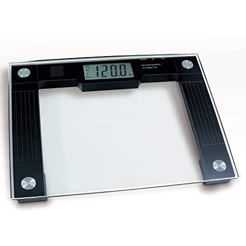Ideaworks JB5824 Extra Wide Talking Scale-Visual & Voice Display Scale- 550 Pounds Max-Tamper Glass-Extra Wide Width-Large LCD Display-Tap On & Off Auto Function