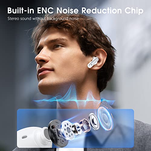 HKERR Wireless Earbuds, Bluetooth 5.3 Headphones with 4 Mics, ENC Noise Cancelling Wireless Headphones, IPX7 Waterproof Earbuds, 50H Deep Bass Sport Bluetooth Earbuds for Sports, Gym, Workout