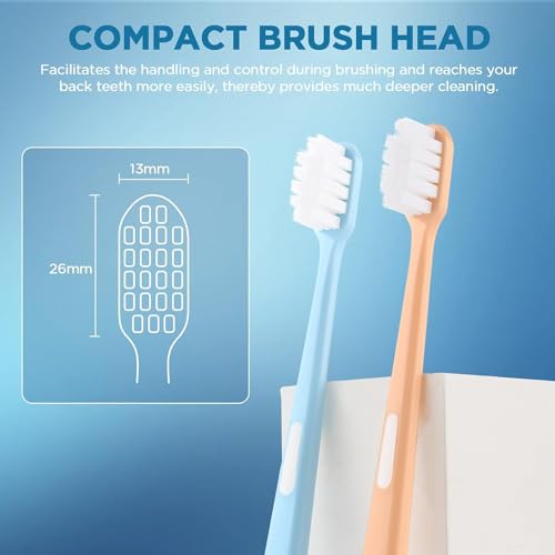 Oralphi Extra Soft Toothbrush for Sensitive Gums, Wide Head Soft Bristle Toothbrush with 10000 Soft Flossing Micro Nano Bristles for Adults, Pregnant Women, Elderly, Braces with 2 Travel Case(4 Pack)