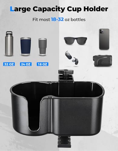 KEMIMOTO Desk Cup Holder with Headphone Hanger, 2 in 1 Cup Holder for Office Table, Lawn Chair, Golf Cart, Pontoon Boat, Fit for Most 18-32 oz Bottles