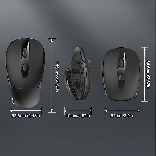 TECKNET Folding Wireless Mouse, 2.4G Travel Mouse with USB Receiver, Wireless Mouse for Laptop, Notebook, PC, Computer, Portable Mouse 3 Adjustable DPI 2000/1500/1000, 24 Months Battery Life