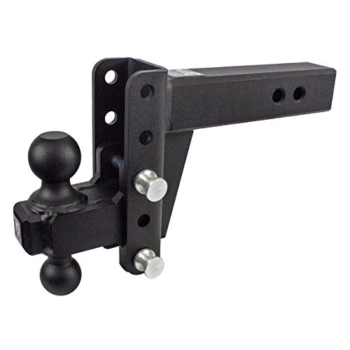 BulletProof Hitches - 2.5" Adjustable Heavy Duty Trailer Hitch (22,000 lb. Rating) - 4" Drop/Rise Trailer Hitch with 2" & 2-5/16" Dual Ball - Powder Coat, Solid Steel, Corrosion-Resistant
