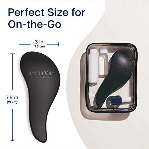 Crave Naturals Glide Thru Detangling Brush for Adults & Kids Hair, Detangling Brush for Black Natural Hair, Curly, Straight, Wet, Dry, Hairbrush for Men&Women, Little Girl Hair Accessories, 1pk, Black