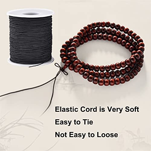 Elastic String for Bracelets, 1 mm x 110 Yards Sturdy Stretchy Elastic Cord for Jewelry Making, Necklaces, Beading - Black