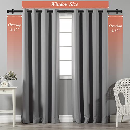 1 Inch Curtain Rods for Windows, 16 to 28 Inch Black Rustic Curtain Rod Set, Modern Design Drapery Tubes with Brackets Room Divider, For Indoor and Outdoor