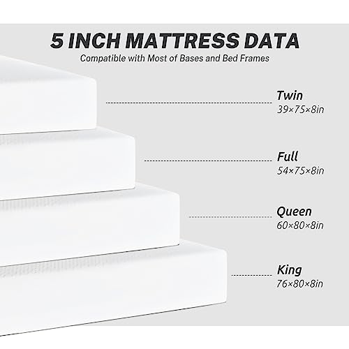 Dopinmin Twin Size 5 Inch Gel Memory Foam Mattress Medium-Firm Mattress for Pressure Relief & Cooler Sleep, Mattresses for Kid Bunk Bed, Trundle Bed, Daybed, CertiPUR-US Certified, Bed in a Box