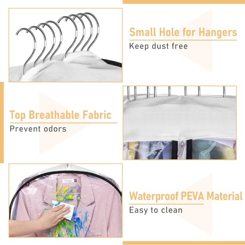 MISSLO 32" All Clear Garment Bags for Hanging Clothes 10" Gusseted Suit Bags for Closet Storage Suit Cover Bags Hanging Clothes Storage Bag for Shirts, Coats, 3 Packs