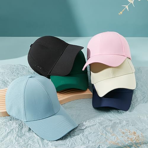 Quanhaigou Quick Drying Baseball Cap,Men Women Curved Brim Hats,Mesh Lightweight UV Protection for Outdoor Sports Black