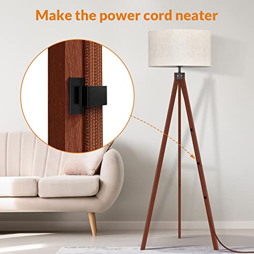 LEPOWER Wood Tripod Floor Lamp, Mid Century Standing Lamp, Modern Design Studying Light for Living Room, Bedroom, Study Room and Office, Flaxen Lamp Shade with E26 Lamp Base Walnut