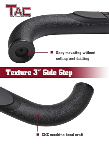 TAC Side Steps Running Boards Fit 2009-2018 RAM 1500 Crew Cab|2019-2024 RAM1500 Classic CrewCab|2010-2025 RAM 2500/3500/4500/5500 Crew Cab Truck Pickup 3” Texture Black Nerf Bars 2Pcs