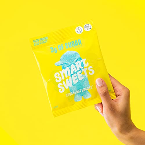 SmartSweets Sour Blast Buddies, Low Sugar Gummy Candy (3g), Low Calorie (130), Gluten-Free -1.8oz (Pack of 12) Packaging may vary