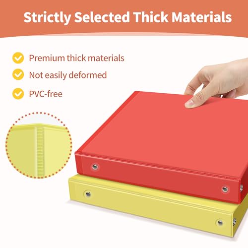 SUNEE 3 Ring Binder 1/2 Inch 6 Pack, Clear View Binder Three Ring PVC-Free (Fit 8.5x11 Inches) for School Binder or Office Binder Supplies, Classic 6 Colors